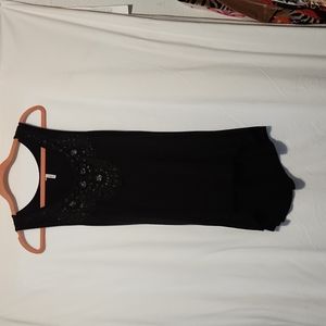 High-low black beaded tank top
